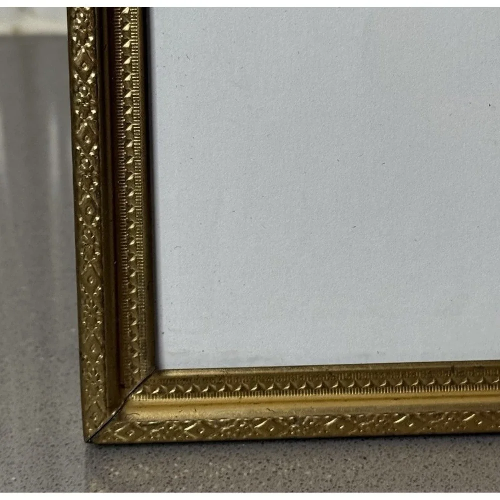 Vintage MCM Art Deco Brass Metal Picture Frame Gold Tone 8 x 10 w/ Glass GUC